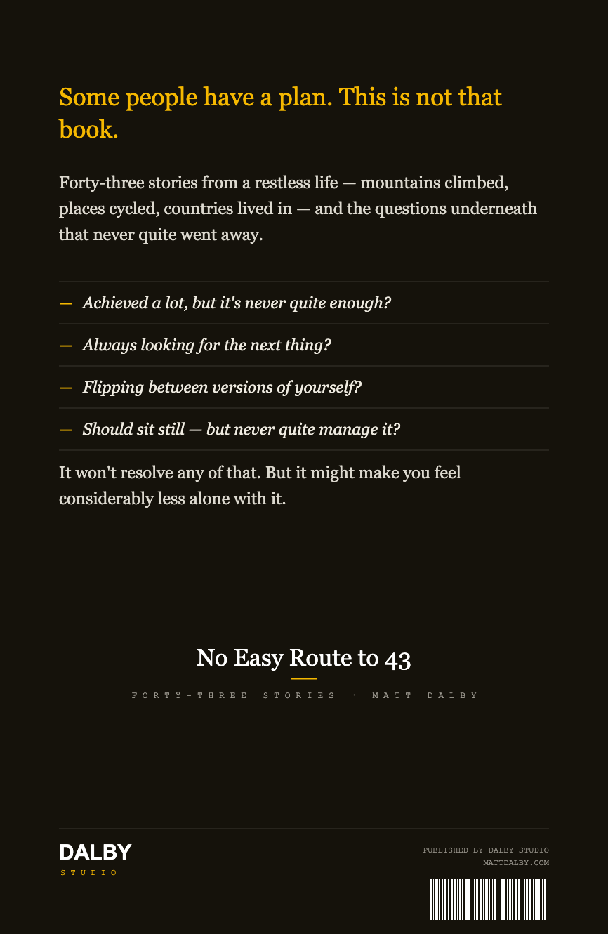 No Easy Route to 43, back cover