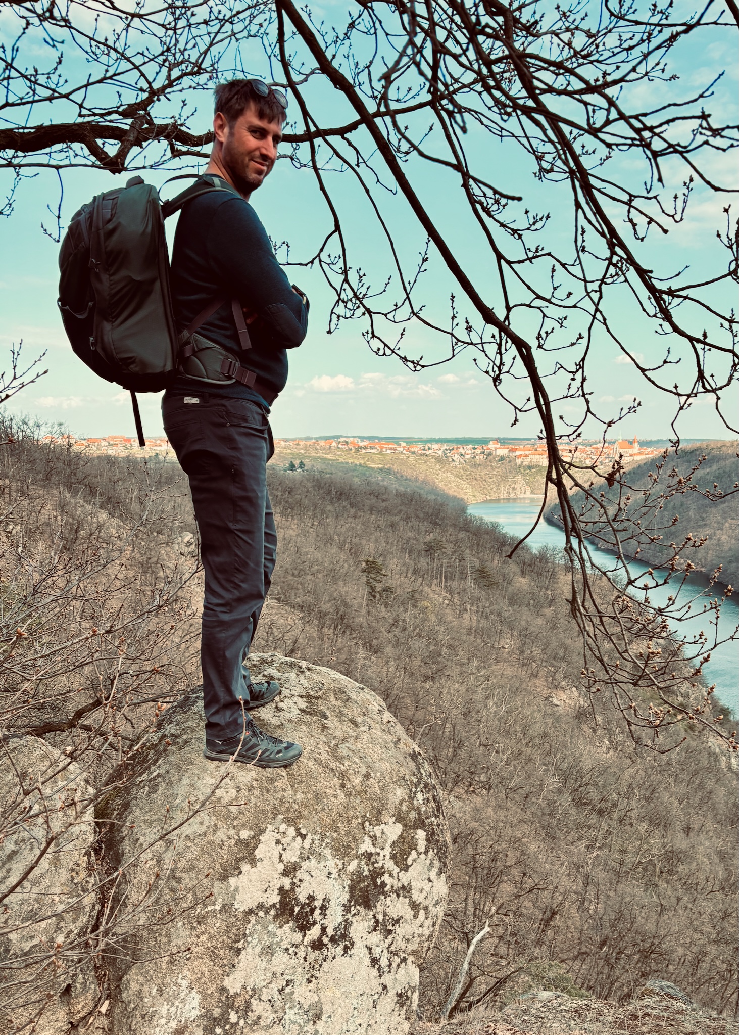 Standing on a rock above the Dyje river canyon