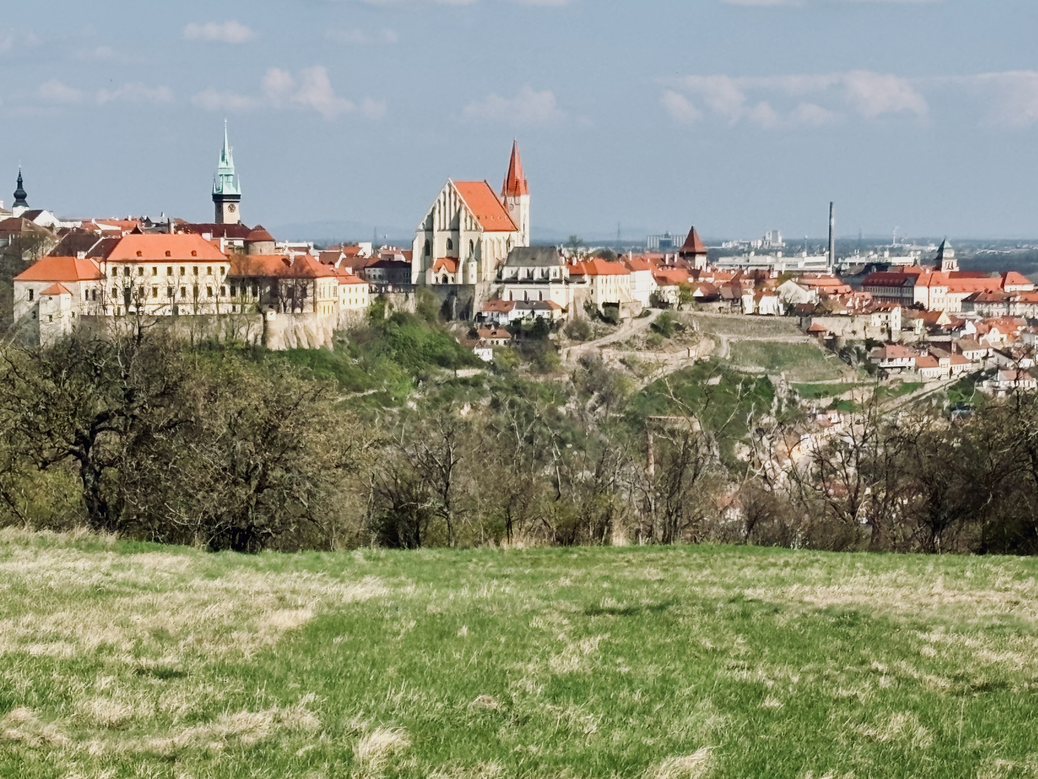 Znojmo, the old town skyline across the valley