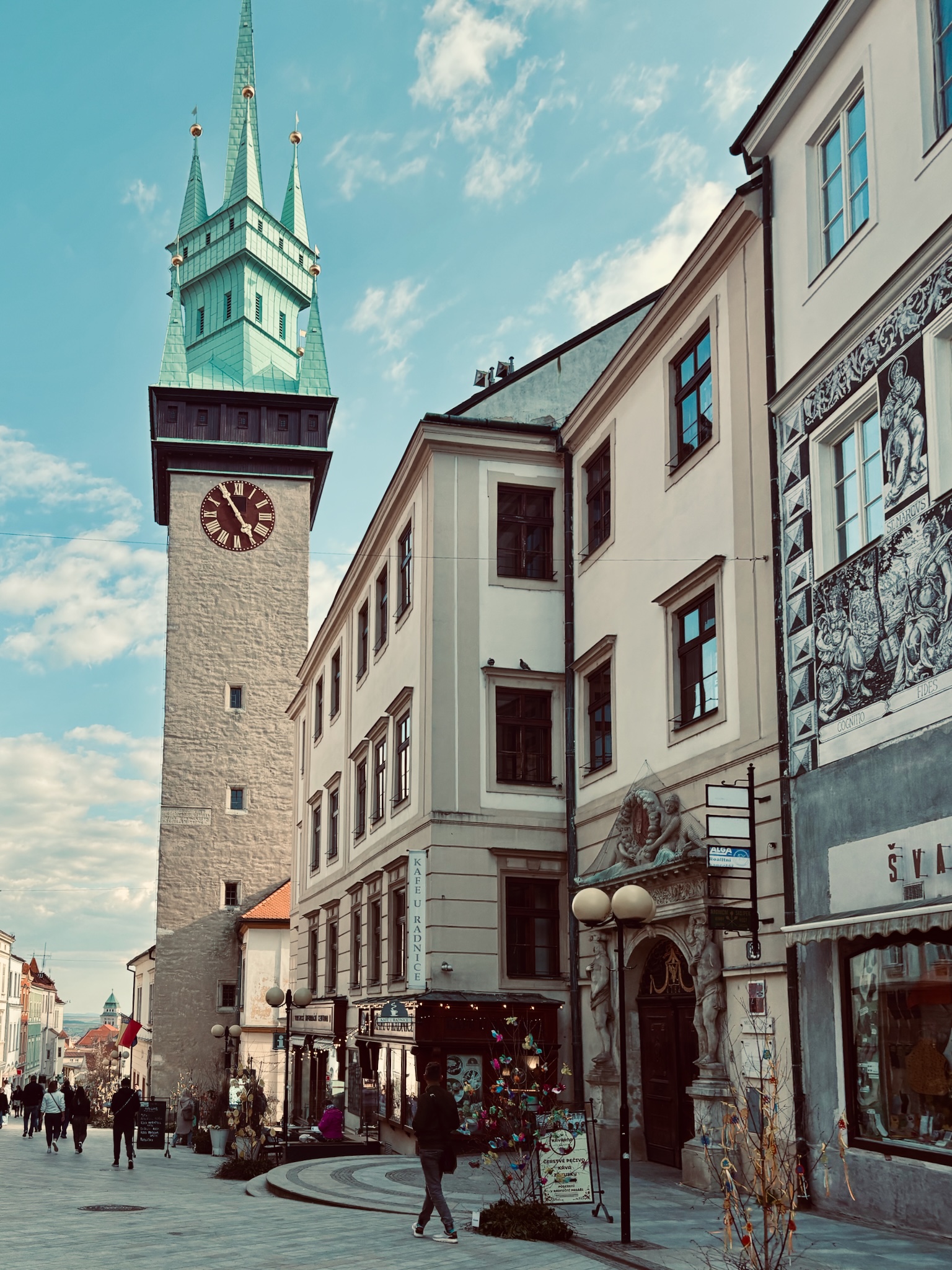 The town hall tower with its green spire, old town