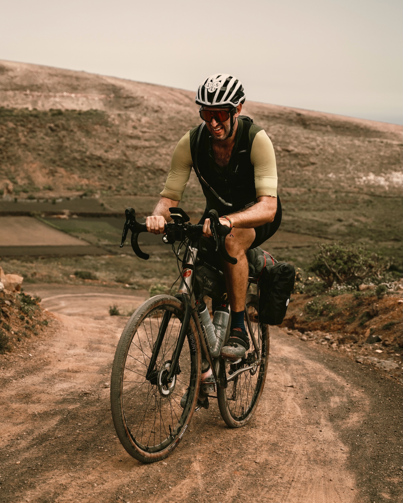 Riding a gravel climb on Lanzarote, day one of the GranGuanche